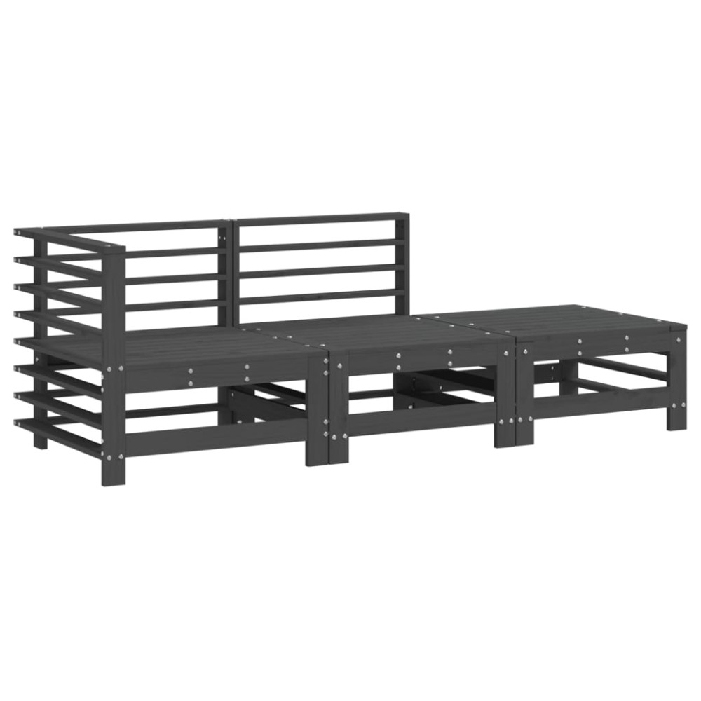 vidaXL Set mobilier de grădină, 3 piese, gri, lemn masiv de pin