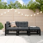 vidaXL Set mobilier de grădină, 3 piese, negru, lemn masiv pin vidaXL Set mobilier de grădină, 3 piese, negru, lemn masiv pin