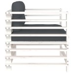 vidaXL Scaune de grădină cu perne, 2 buc., alb, lemn masiv de pin vidaXL Scaune de grădină cu perne, 2 buc., alb, lemn masiv de pin