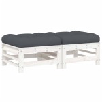 vidaXL Taburete de grădină cu perne, 2 buc., alb, lemn masiv de pin vidaXL Taburete de grădină cu perne, 2 buc., alb, lemn masiv de pin