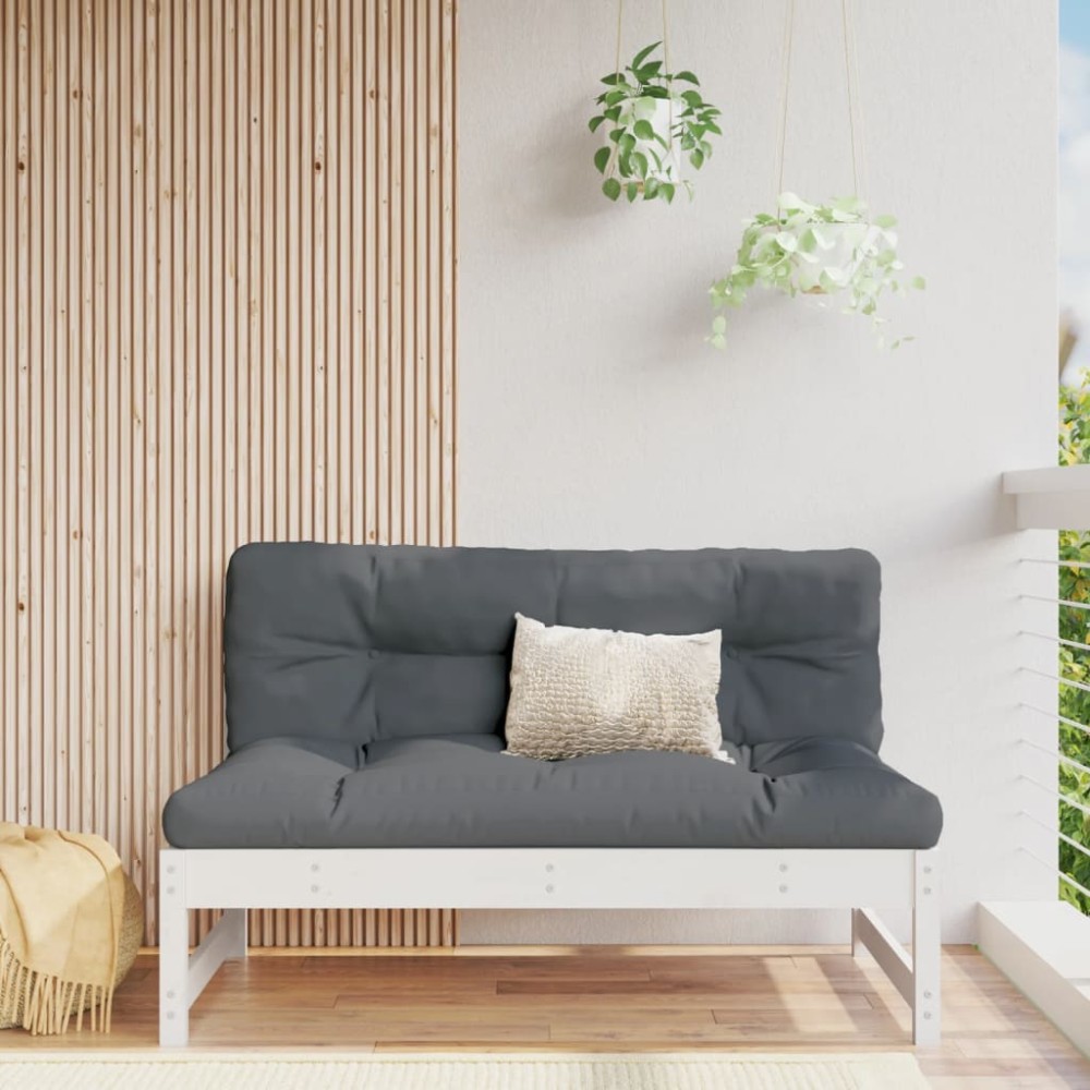 vidaXL Canapea de mijloc de grădină, alb, 120x80 cm, lemn masiv pin