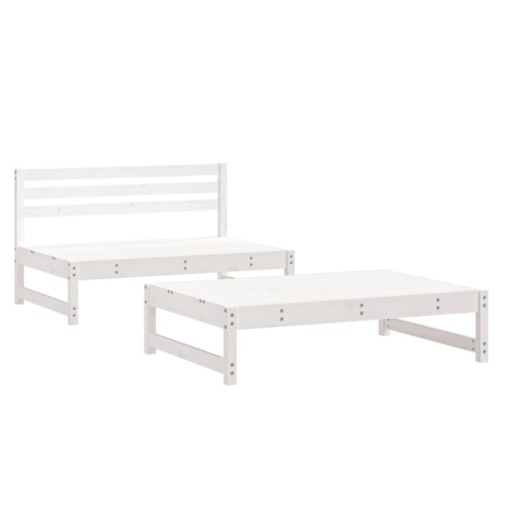 vidaXL Set mobilier relaxare grădină, 2 piese, alb, lemn masiv de pin