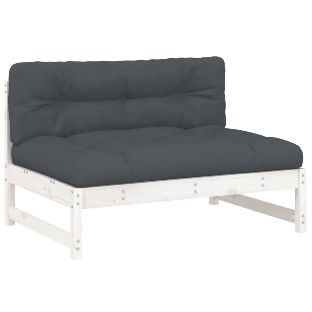 vidaXL Canapea de mijloc, 120x80 cm, alb, lemn masiv de pin