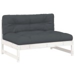 vidaXL Canapea de mijloc, 120x80 cm, alb, lemn masiv de pin vidaXL Canapea de mijloc, 120x80 cm, alb, lemn masiv de pin