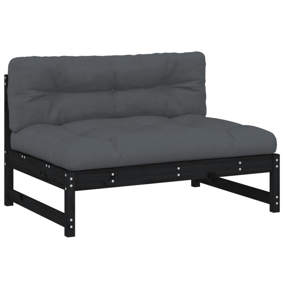 vidaXL Canapea de mijloc, 120x80 cm, negru, lemn masiv de pin