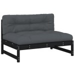 vidaXL Canapea de mijloc, 120x80 cm, negru, lemn masiv de pin vidaXL Canapea de mijloc, 120x80 cm, negru, lemn masiv de pin