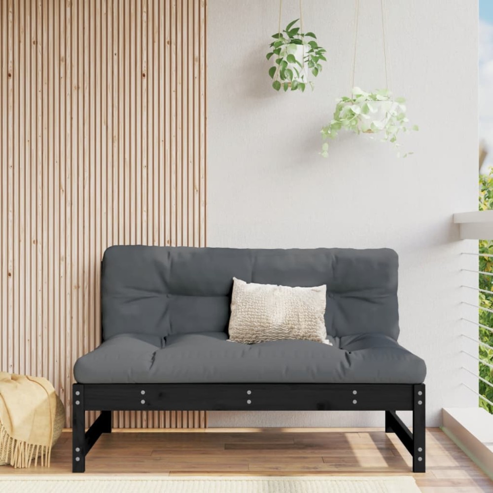 vidaXL Canapea de mijloc, 120x80 cm, negru, lemn masiv de pin
