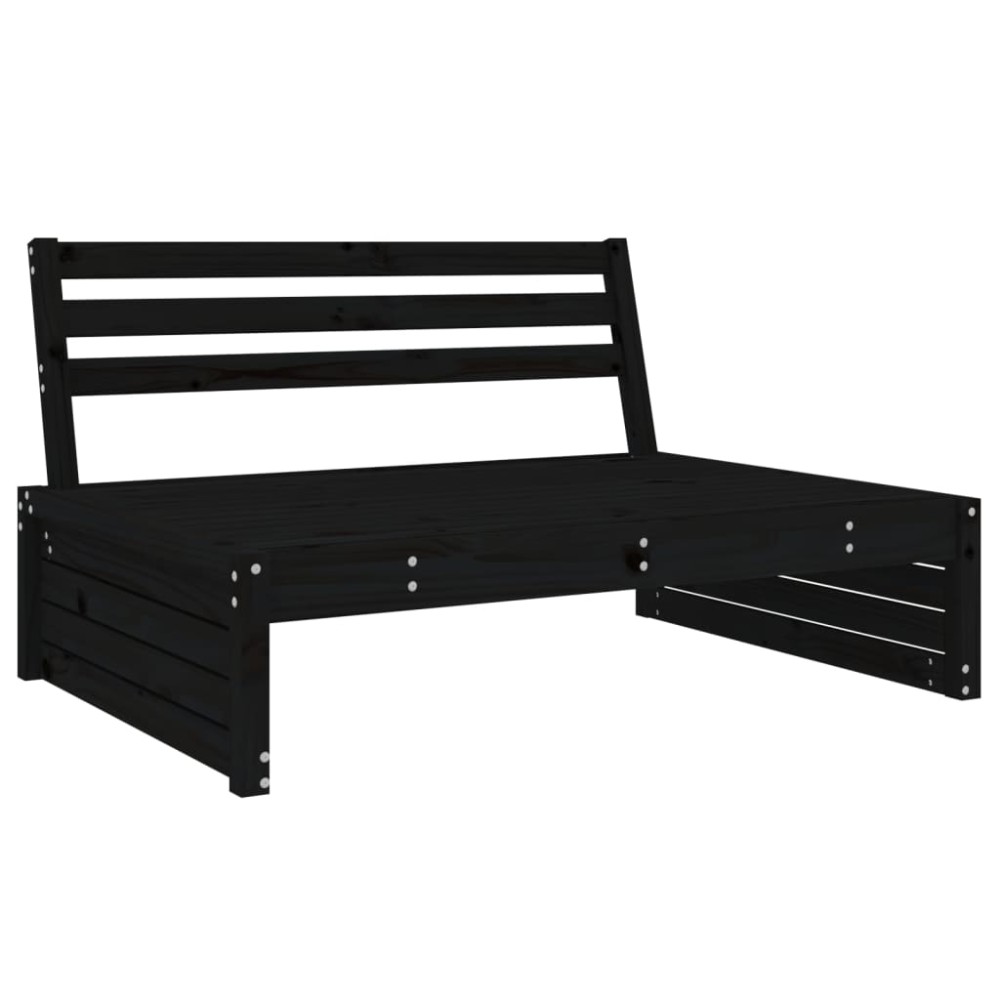 vidaXL Canapea de mijloc de grădină, negru, 120x80 cm, lemn masiv pin