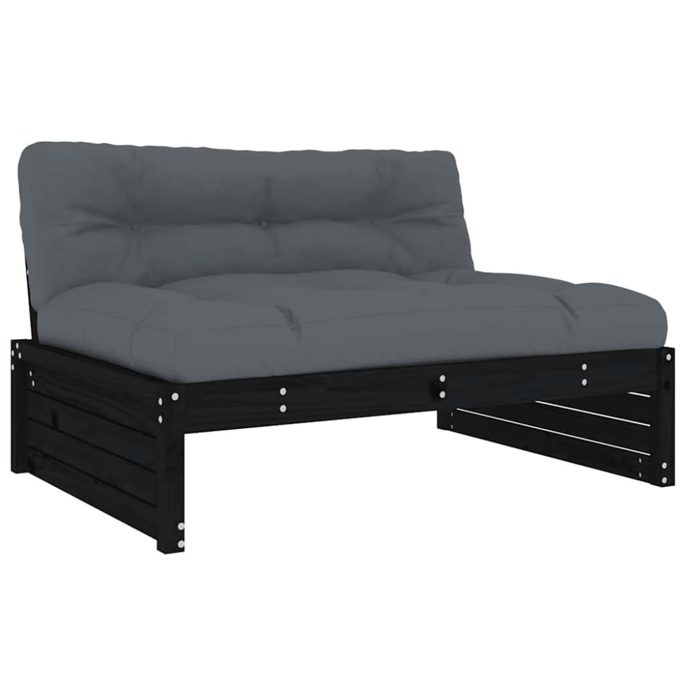 vidaXL Canapea de mijloc, 120x80 cm, negru, lemn masiv de pin