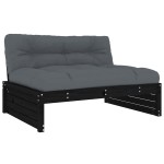 vidaXL Canapea de mijloc, 120x80 cm, negru, lemn masiv de pin vidaXL Canapea de mijloc, 120x80 cm, negru, lemn masiv de pin