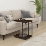 vidaXL Masă laterală cu roți stejar fumuriu 50x35x55,5cm lemn compozit vidaXL Masă laterală cu roți stejar fumuriu 50x35x55,5cm lemn compozit