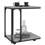 vidaXL Masă laterală cu roți, gri sonoma 50x35x55,5 cm lemn prelucrat vidaXL Masă laterală cu roți, gri sonoma 50x35x55,5 cm lemn prelucrat