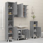 vidaXL Dulap de baie, gri sonoma, 30x30x179 cm, lemn prelucrat