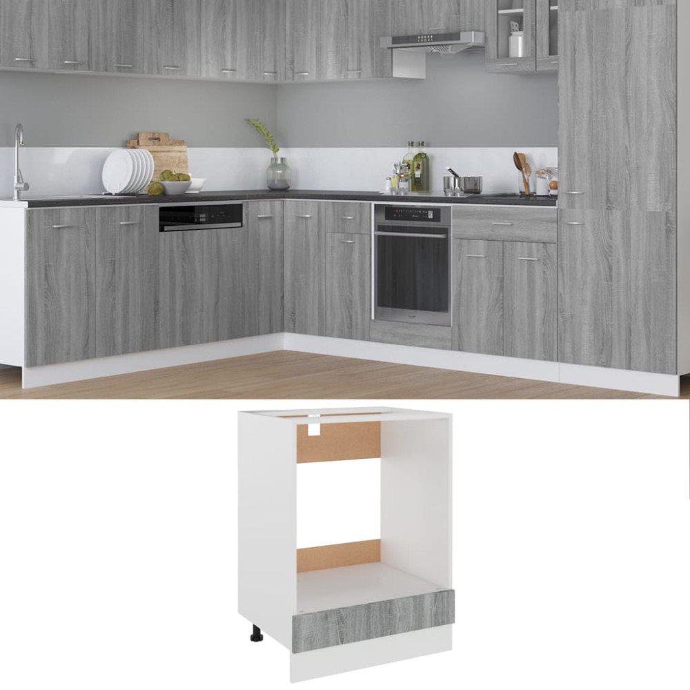 vidaXL Dulap pentru cuptor "Riga", gri sonoma, 60x46x81,5 cm,