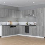 vidaXL Dulap pentru cuptor "Riga", gri sonoma, 60x46x81,5 cm,