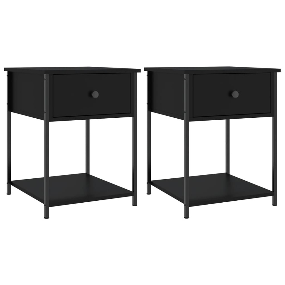vidaXL Noptiere, 2 buc., negru, 44x45x58 cm, lemn compozit