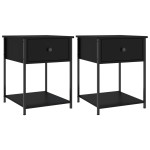 vidaXL Noptiere, 2 buc., negru, 44x45x58 cm, lemn compozit