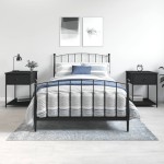 vidaXL Noptiere, 2 buc., negru, 44x45x58 cm, lemn compozit