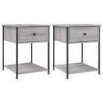vidaXL Noptiere, 2 buc., gri sonoma, 44x45x58 cm, lemn prelucrat vidaXL Noptiere, 2 buc., gri sonoma, 44x45x58 cm, lemn prelucrat