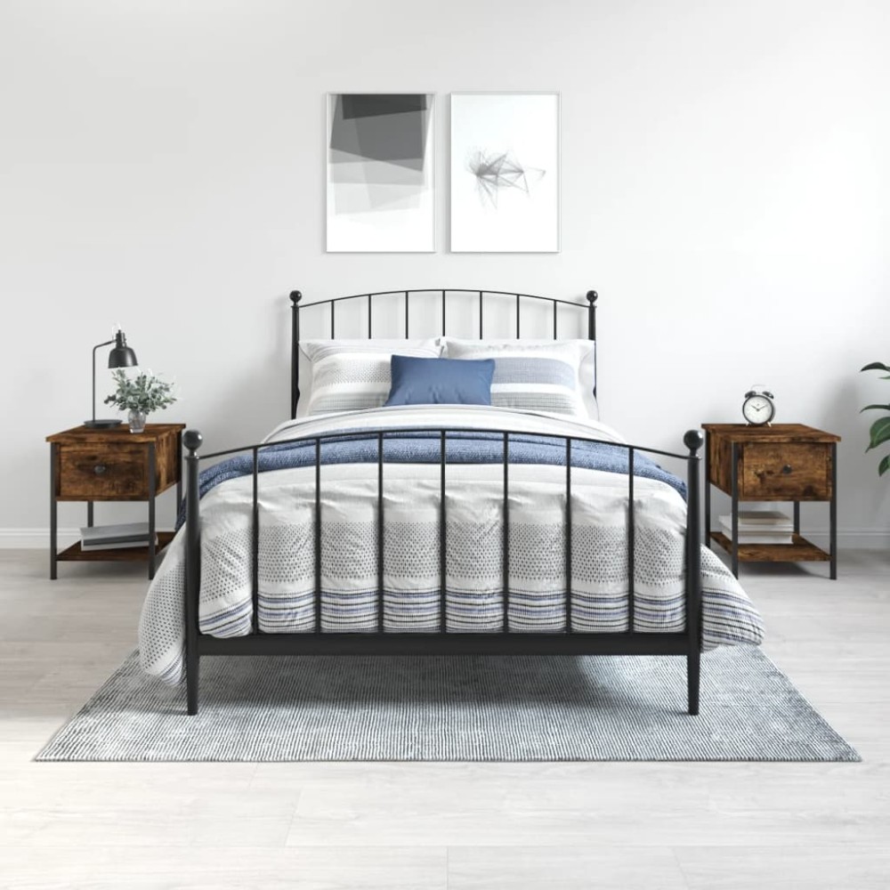 vidaXL Noptiere, 2 buc., stejar fumuriu, 34x35,5x45 cm, lemn compozit