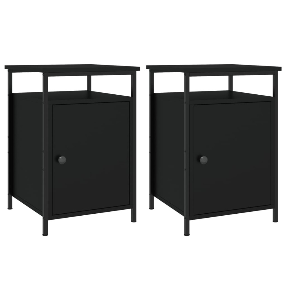 vidaXL Noptiere, 2 buc., negru, 40x42x60 cm, lemn prelucrat