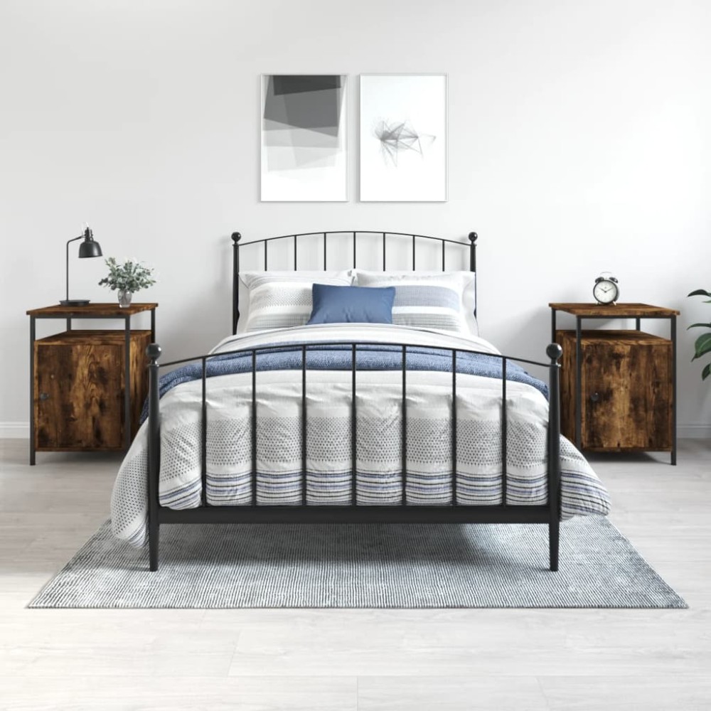 vidaXL Noptiere, 2 buc., stejar fumuriu, 40x42x60 cm, lemn prelucrat