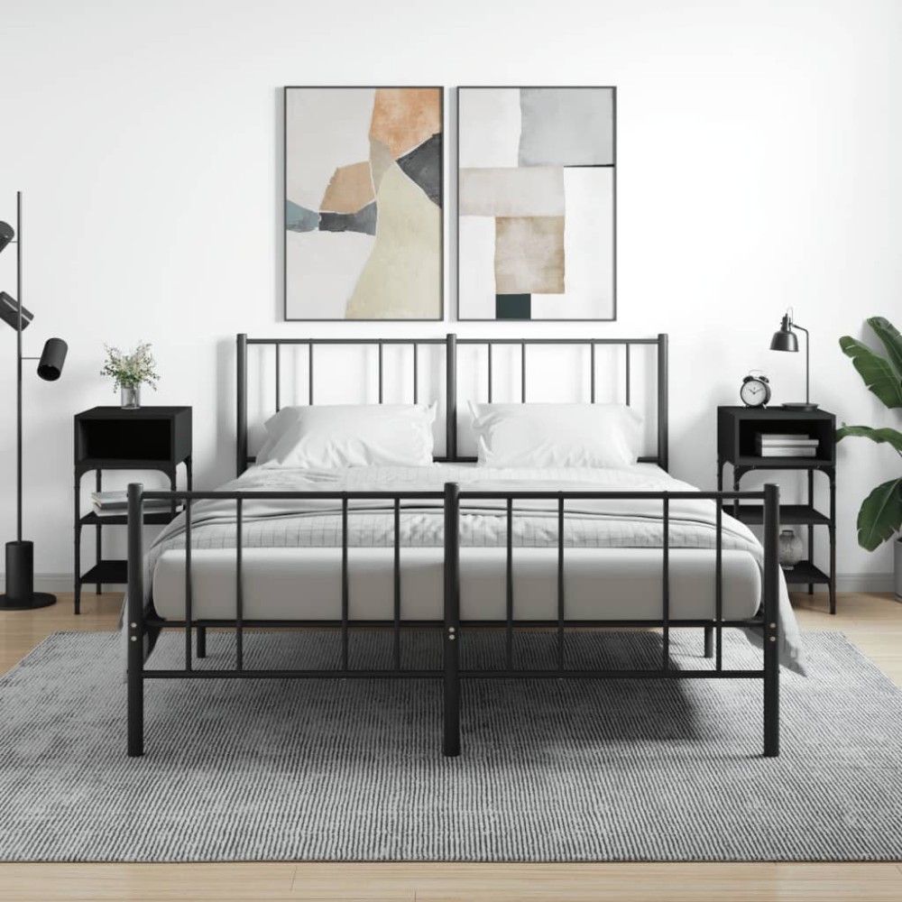 vidaXL Noptiere, 2 buc., negru, 35x34,5x70 cm, lemn compozit