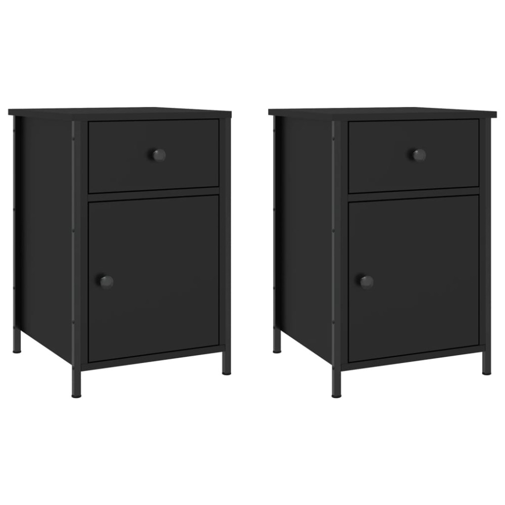 vidaXL Noptiere, 2 buc., negru, 40x42x60 cm, lemn prelucrat