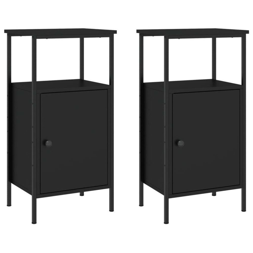 vidaXL Noptiere, 2 buc., negru, 41x31x80 cm, lemn prelucrat