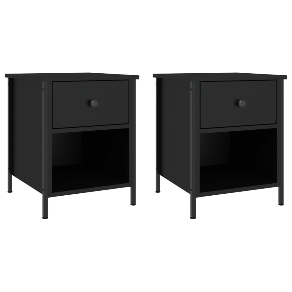 vidaXL Noptiere, 2 buc., negru, 40x42x50 cm, lemn compozit