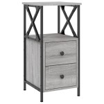 vidaXL Noptiere, 2 buc., gri sonoma, 34x35,5x70 cm, lemn compozit vidaXL Noptiere, 2 buc., gri sonoma, 34x35,5x70 cm, lemn compozit