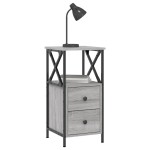 vidaXL Noptiere, 2 buc., gri sonoma, 34x35,5x70 cm, lemn compozit vidaXL Noptiere, 2 buc., gri sonoma, 34x35,5x70 cm, lemn compozit