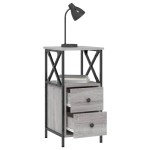 vidaXL Noptiere, 2 buc., gri sonoma, 34x35,5x70 cm, lemn compozit vidaXL Noptiere, 2 buc., gri sonoma, 34x35,5x70 cm, lemn compozit