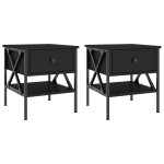 vidaXL Noptiere, 2 buc., negru, 40x42x45 cm, lemn compozit vidaXL Noptiere, 2 buc., negru, 40x42x45 cm, lemn compozit
