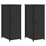 vidaXL Noptiere, 2 buc., negru, 32x42x80 cm, lemn compozit vidaXL Noptiere, 2 buc., negru, 32x42x80 cm, lemn compozit