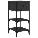 vidaXL Noptiere, 2 buc., negru, 34x36x70 cm, lemn compozit vidaXL Noptiere, 2 buc., negru, 34x36x70 cm, lemn compozit
