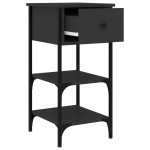 vidaXL Noptiere, 2 buc., negru, 34x36x70 cm, lemn compozit vidaXL Noptiere, 2 buc., negru, 34x36x70 cm, lemn compozit