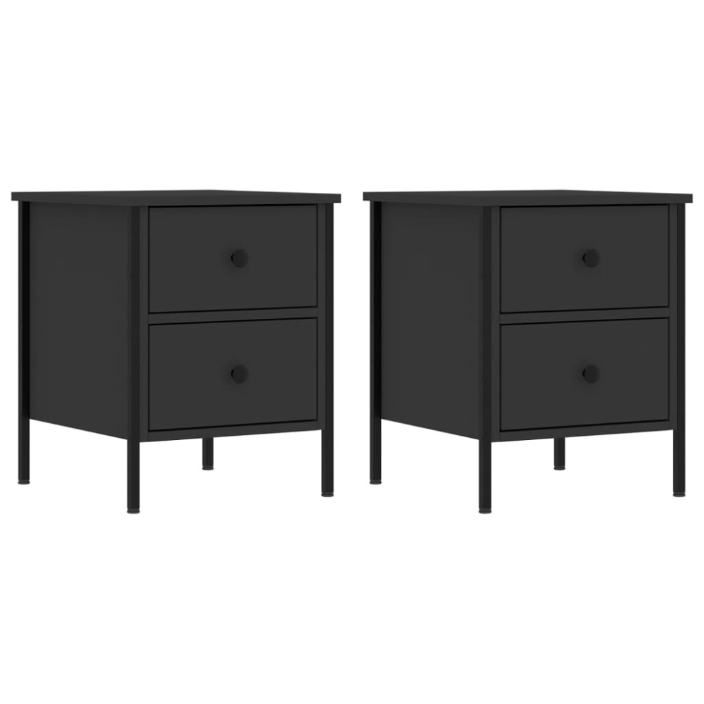 vidaXL Noptiere, 2 buc., negru, 40x42x50 cm, lemn compozit