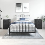 vidaXL Noptiere, 2 buc., negru, 40x36x60 cm, lemn compozit vidaXL Noptiere, 2 buc., negru, 40x36x60 cm, lemn compozit