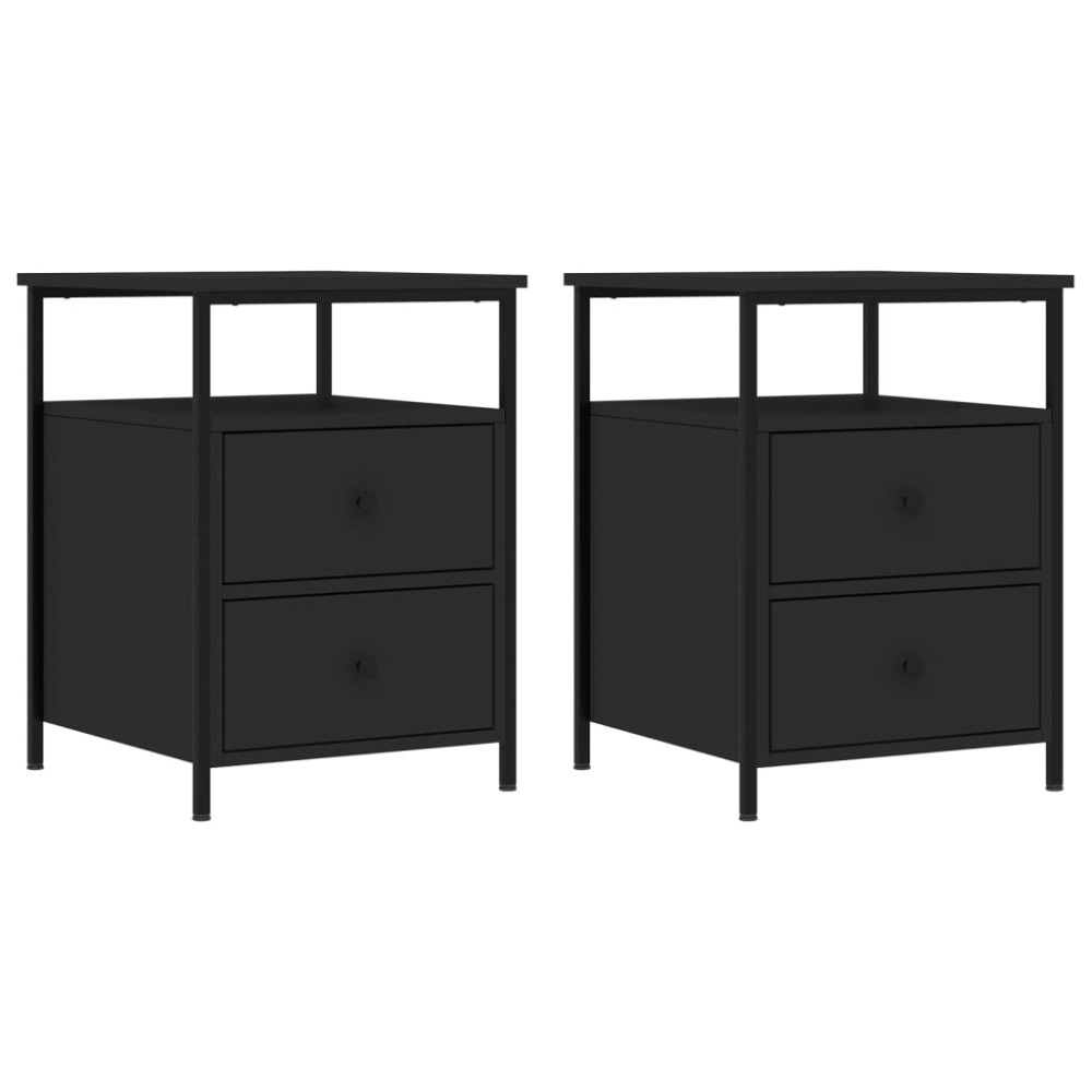 vidaXL Noptiere, 2 buc., negru, 44x45x60 cm, lemn compozit