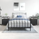 vidaXL Noptiere, 2 buc., negru, 44x45x60 cm, lemn compozit