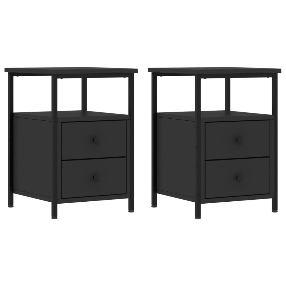vidaXL Noptiere, 2 buc., negru, 34x35,5x50 cm, lemn compozit