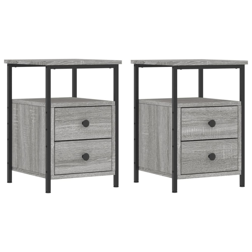 vidaXL Noptiere, 2 buc., gri sonoma, 34x35,5x50 cm, lemn compozit