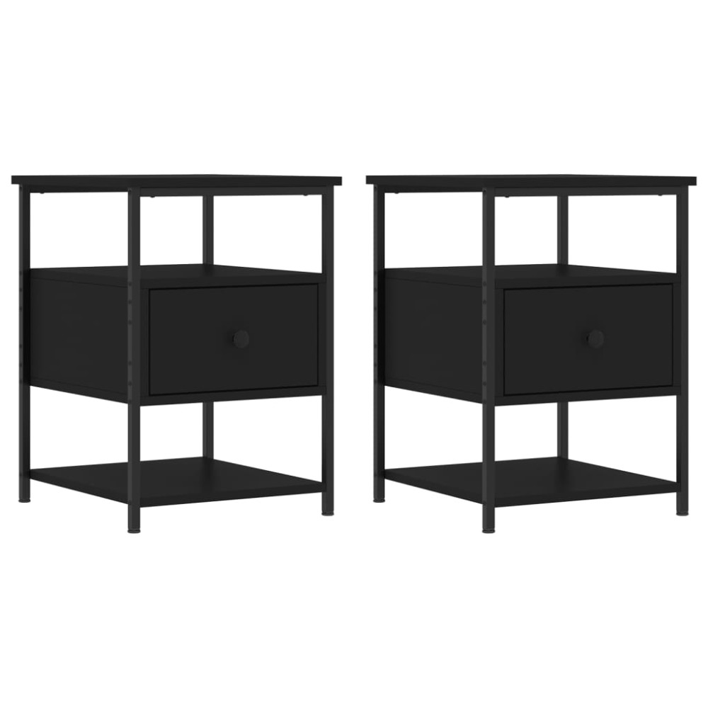 vidaXL Noptiere, 2 buc., negru, 40x42x56 cm, lemn compozit