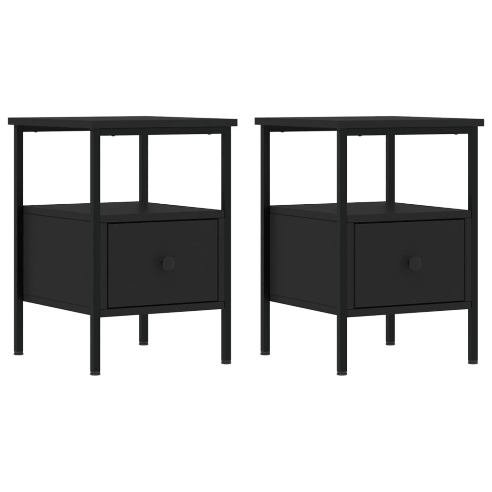 vidaXL Noptiere, 2 buc., negru, 34x36x50 cm, lemn compozit