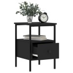 vidaXL Noptiere, 2 buc., negru, 34x36x50 cm, lemn compozit vidaXL Noptiere, 2 buc., negru, 34x36x50 cm, lemn compozit