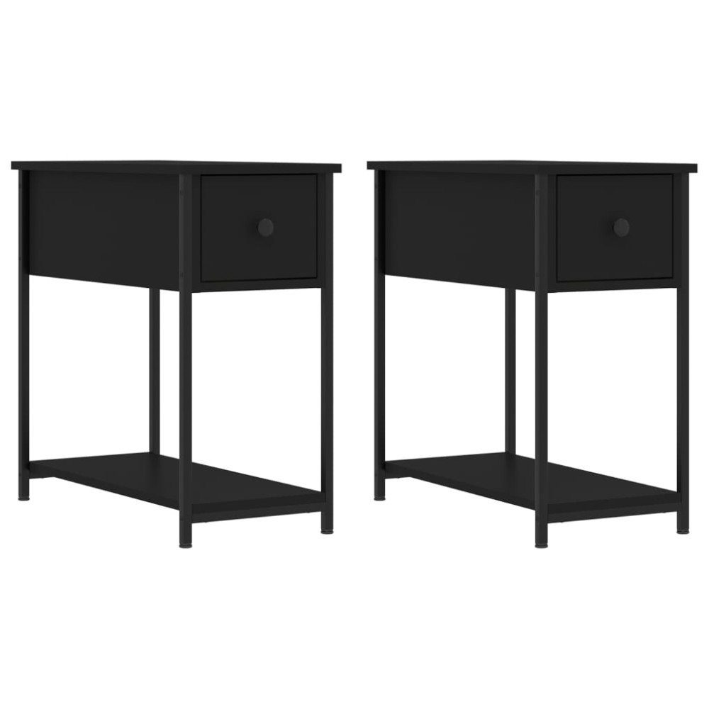 vidaXL Noptiere, 2 buc., negru, 30x60x60 cm, lemn prelucrat