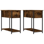 vidaXL Noptiere, 2 buc., stejar afumat, 30x60x60 cm, lemn prelucrat