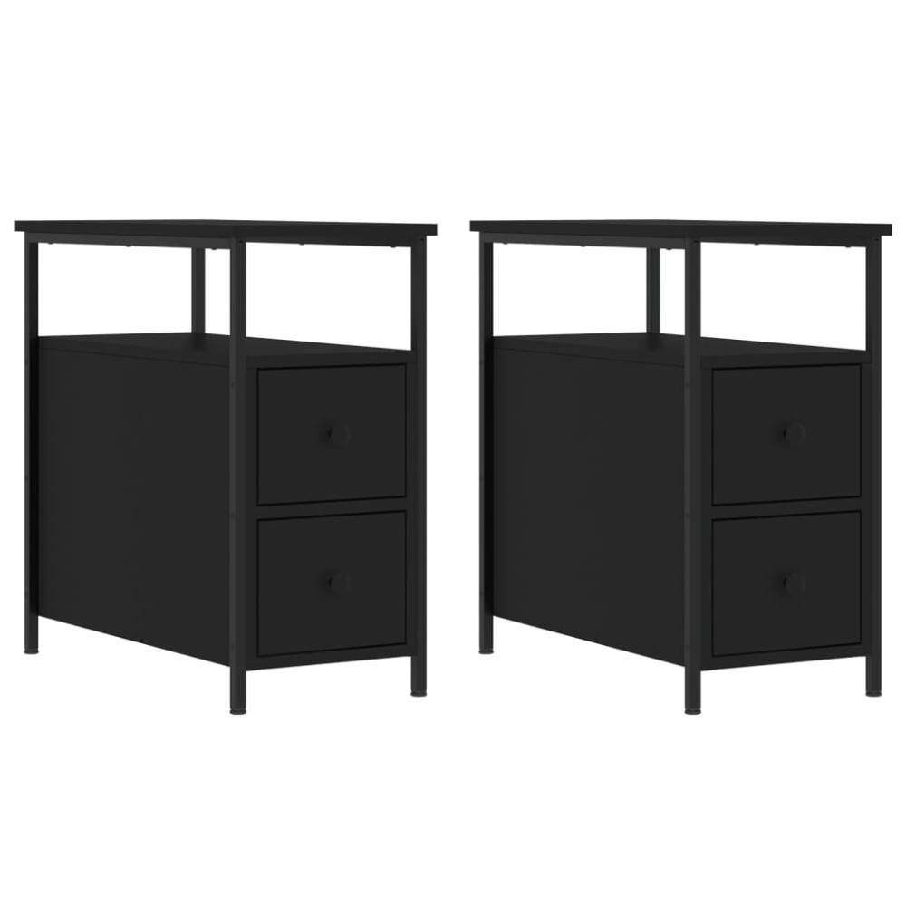 vidaXL Noptiere, 2 buc., negru, 30x60x60 cm, lemn prelucrat