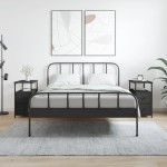 vidaXL Noptiere, 2 buc., negru, 30x60x60 cm, lemn prelucrat vidaXL Noptiere, 2 buc., negru, 30x60x60 cm, lemn prelucrat